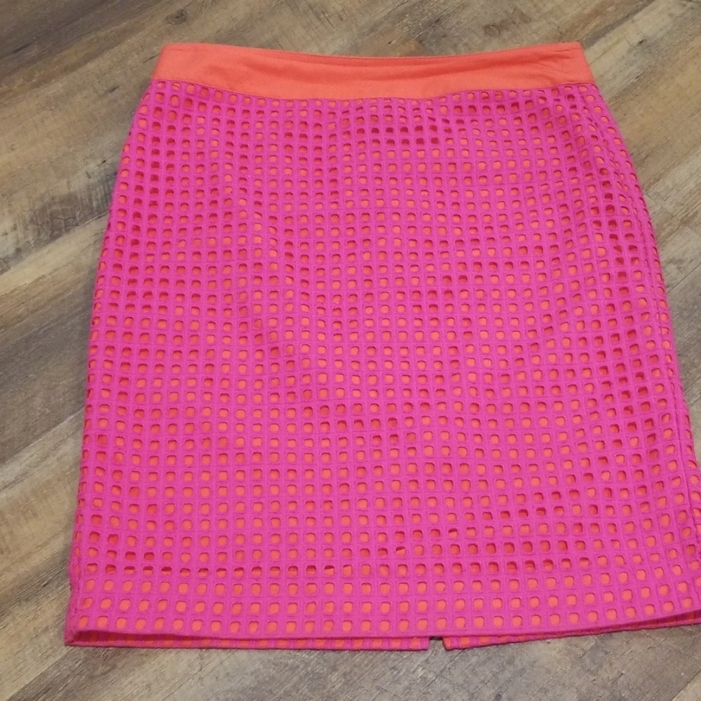 Talbots pink/orange eyelet skirt